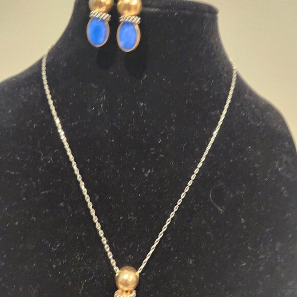 Brighton Sol E Luna Venus Necklace Earrings Set German Glass Silver/Gold Plate - Picture 2 of 5